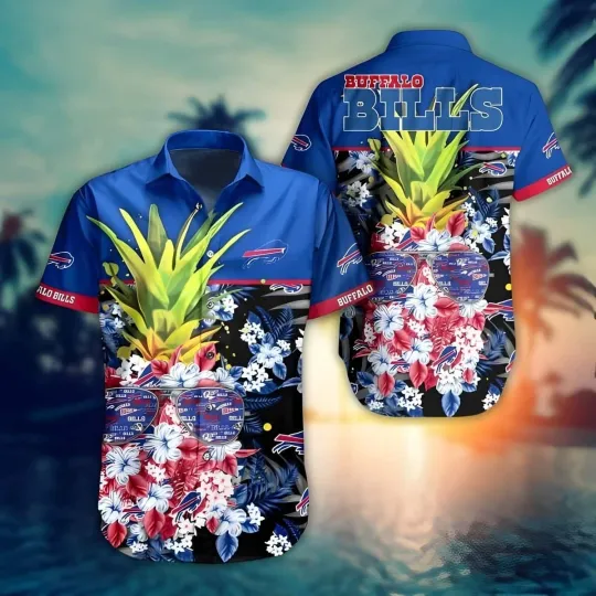 Discover Buffalo Football Team Billss Hawaiian Shirt Pineapple Pattern Beach Gift For Fri