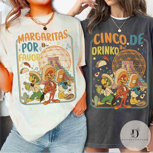 Discover Vintage The Three Caballeros Cinco de mayo T-Shirt Disneyworld Epcot Center Mexico Pavilion Mexican Festival Tee, Family matching outfit