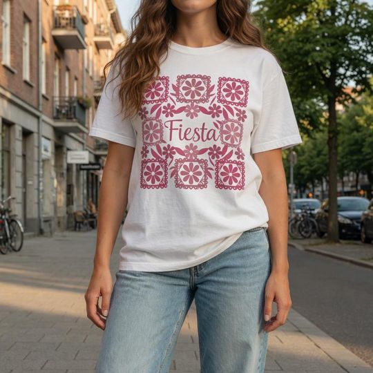 Discover Mexican Fiesta Papel Picado T-Shirt | Comfort Colors Unisex Floral Mexican Folk Art Graphic Tee | Cinco de Mayo Party Festival Shirt