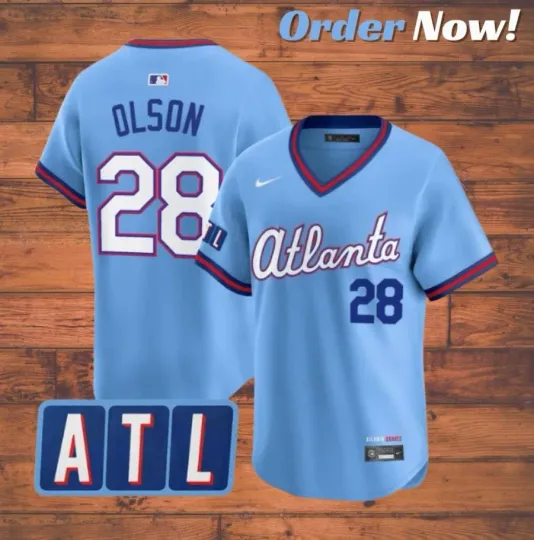 Discover Matt Olson #28 Braves Powder Blue 2026 City Connect Stitched Jersey ALL SIZES