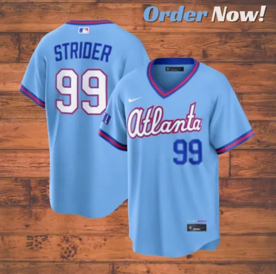 Discover Spencer Strider #99 Braves Powder Blue 100% Stitched Jersey ALL SIZES