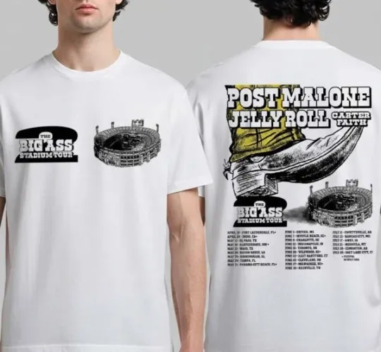 Discover Post Malone Big Ass Stadium Tour 2026 T-Shirt, North America Dates 2-Sided