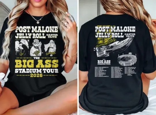 Discover Vintage Post Malone 2026 Tour T-shirt, The Big Ass Stadium Tour 2-Sided