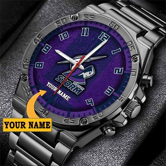 Discover NRL Melbourne Storm Custom Name Special Edition SteelStorm Watch