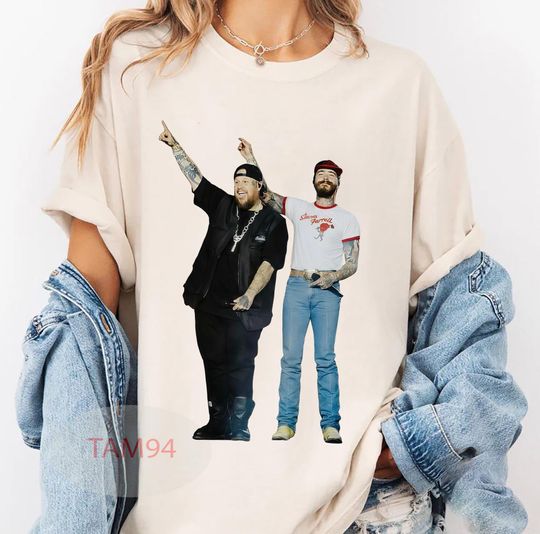 Discover Post Malone Jelly Roll Concert Big Ass Stadium Tour 2026 T-Shirt