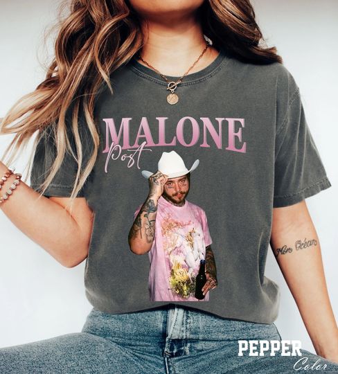 Discover Vintage 90s Post Malone Pink Cowboy Comfort Colors Shirt, Big Ass Stadium Tour 2026 Shirt, Malone Western Graphic Shirt, Posty era Shirt