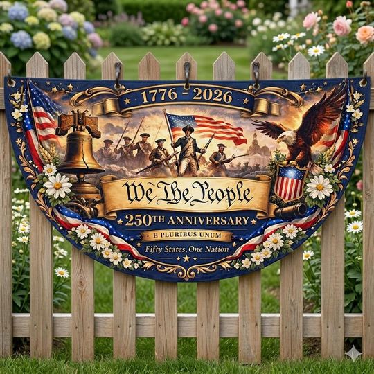 USA 250th Anniversary Fan Flag, We The People Yard Banner, Descendant of a Patriot, 1776-2026 Patriotic Decor, July 4th Independence Day