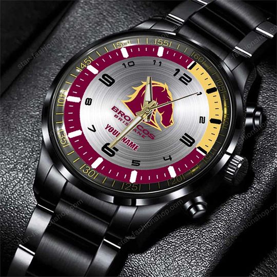Discover NRL Brisbane Broncos Custom Name Steel Watch