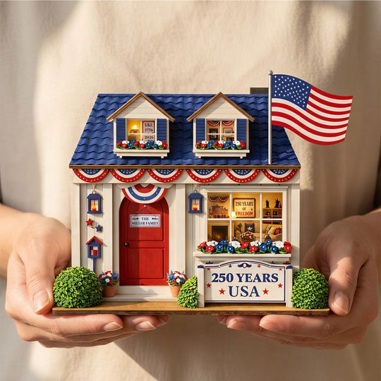Discover Personalized Layered Wood Mini America 250 House Decor  Custom Family Name Keepsake, Custom Patrotic House