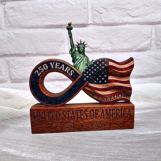 Customized America 250th Anniversary Decoration,USA 1776-2026 Anniversary Wooden Liberty Bell Sign,American Patriotic Flag Wooden Ornament