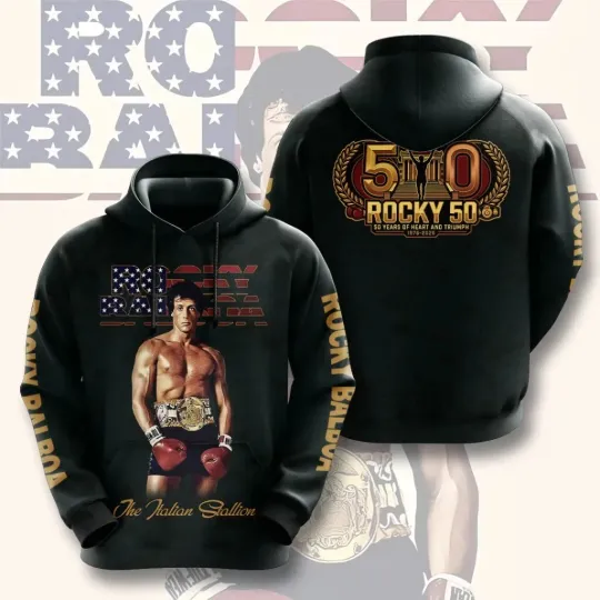 Discover Rocky Balboa 50th Anniversary 3D Apparel Unisex Hoodie