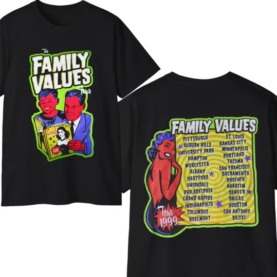 Discover Rare Vintage 1999 Family Values Tour Double Sided T-Shirt