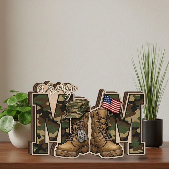 Personalized Wooden Block: Army Mom Gift, Military Mother Plaque