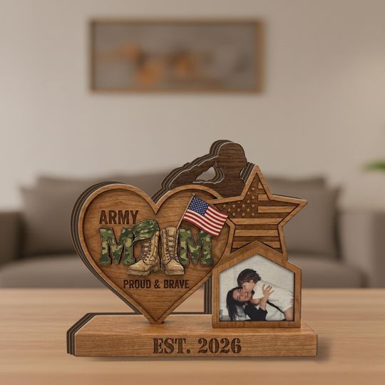 Discover Personalized Army Mom Wooden Block Military Photo Proud Family Keepsake Decor