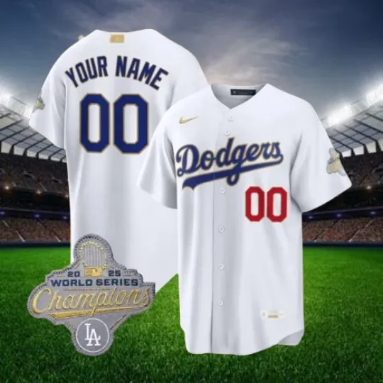 Discover Custom Dodgers White 2026 Gold Collection Jersey