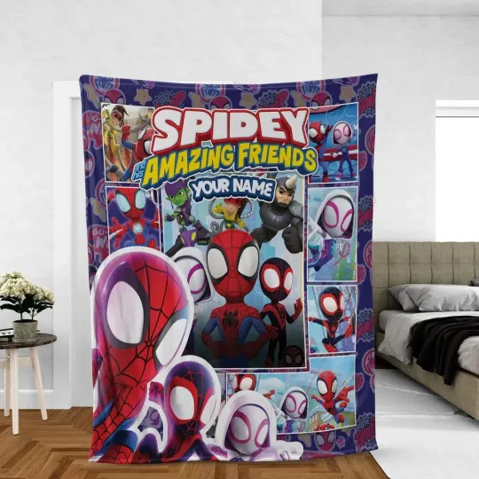 Discover Personalized Name Superhero Cartoon Fleece Blanket for Home & Living