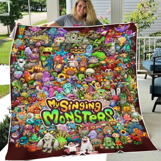 Discover Cute Singing Monster Fleece Blanket for Home & Living