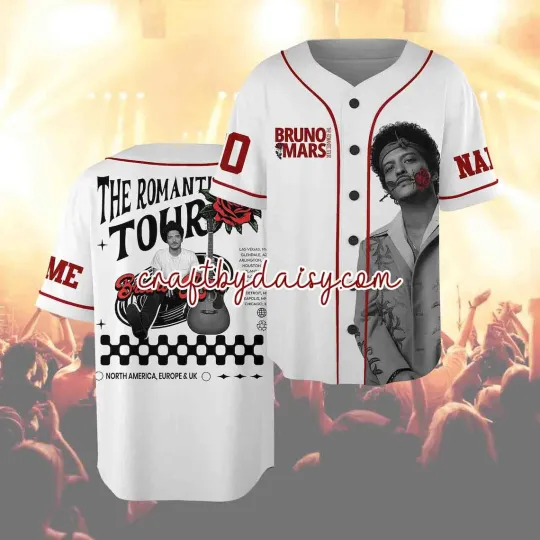 Discover Bruno Mars The Romantic Tour 2026 Baseball Jersey Concert Shirt