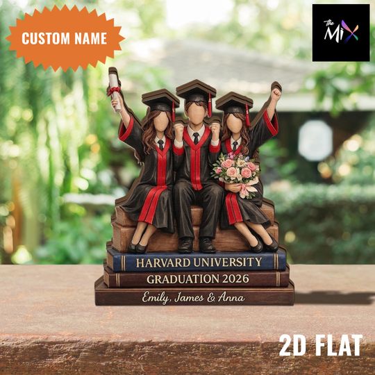 Discover Personalized Graduation Wooden Block, Custom Graduate Group Keepsake, Class of 2026 Gift