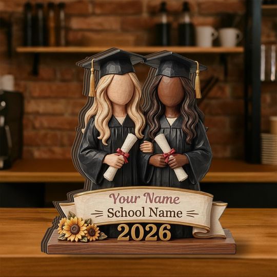 Discover Personalized Wooden Block: Graduation Table Decor, Custom Name, School Year Sign