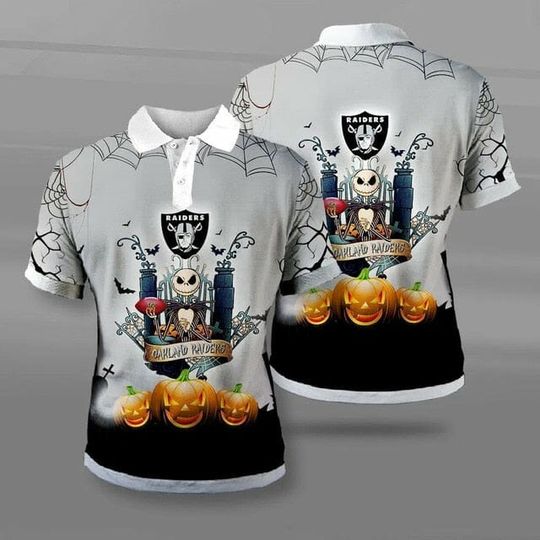 Discover football Las Vegas Raiders Jack Skellington Halloween Polo Shirt