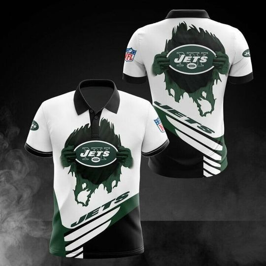 Discover football New York Jets White Green Polo Shirt