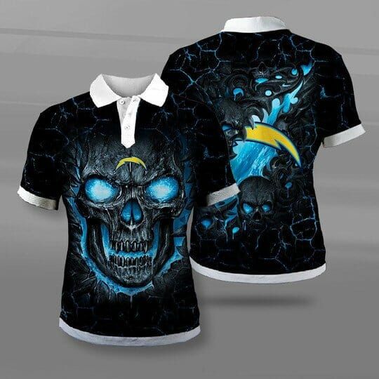 Discover football Los Angeles Chargers Skull Black Polo Shirt