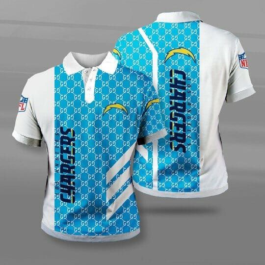 Discover football Los Angeles Chargers Powder Blue White Polo Shirt