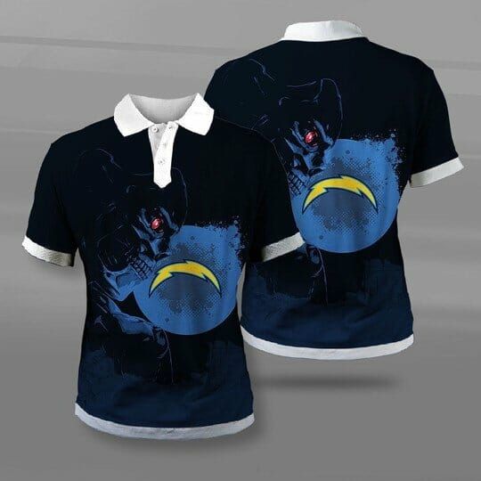 Discover football Los Angeles Chargers Gold Blue Skull Polo Shirt