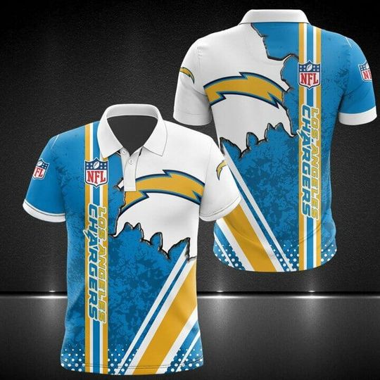 Discover football Los Angeles Chargers Blue White Polo Shirt