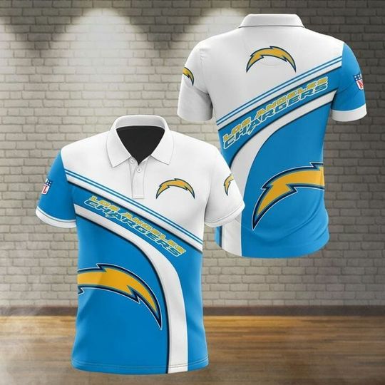 Discover football Los Angeles Chargers Blue White Polo Shirt V2