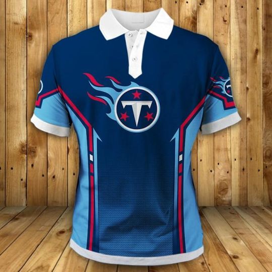 Discover football Tennessee Titans Navy Blue Red Polo Shirt V3