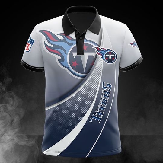 Discover football Tennessee Titans White Navy Blue Polo Shirt