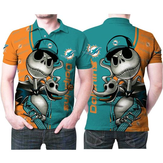 Discover football Miami Dolphins Jack Skellington Polo Shirt