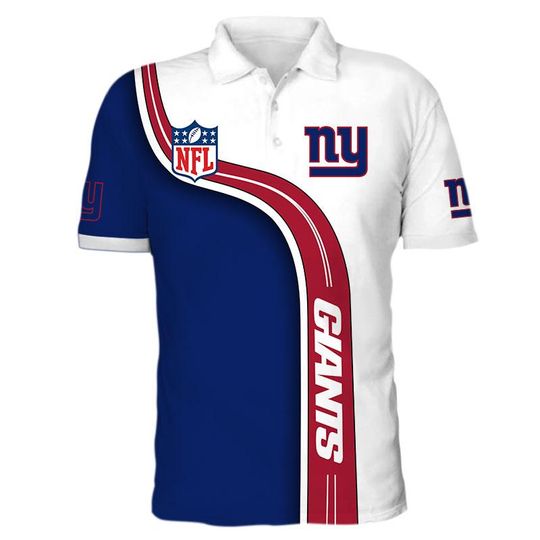 football New York Giantss White Navy Blue Polo Shirt V2