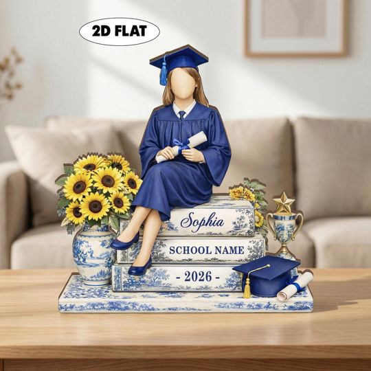 Personalized Graduation Wooden Block, Class of 2026 Graduation Gift, College Grad Gift, Graduation Table Sign, Custom Name Grad Gift