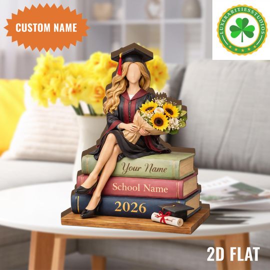 Personalized Graduation Wooden Block, Custom Name Graduate Figurine, Graduation Keepsake, Gift for Her