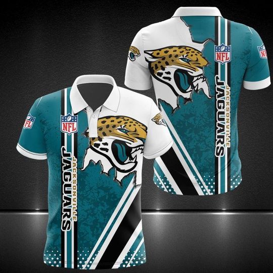 Discover football Jacksonville Jaguars Teal White Polo Shirt