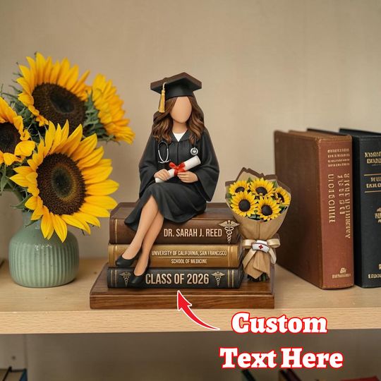 Discover Personalized Medical School Graduation Wooden Block - Custom Name Dr. Gift - Class of 2026 Grad Decor