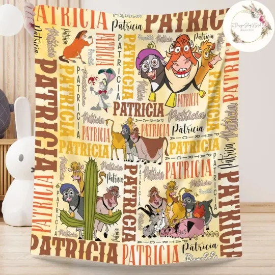 Discover Personalized Watercolor Farm Cow Custom Name Flannel Blanket Family Gift