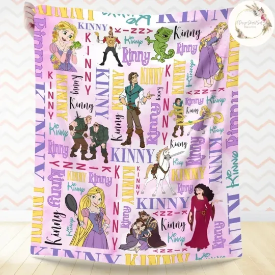 Discover Long Hair Princess Custom Name Baby Flannel Blanket Birthday Gift