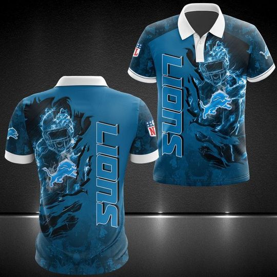 football Detroit Lionss Honolulu Blue Camo Polo Shirt