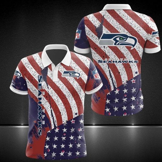 Discover football Seattle Seahawks American Flag Polo Shirt