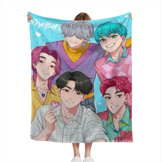 Discover Anime Kpop Demon Boy Group Style Flannel Blanket Home Gift