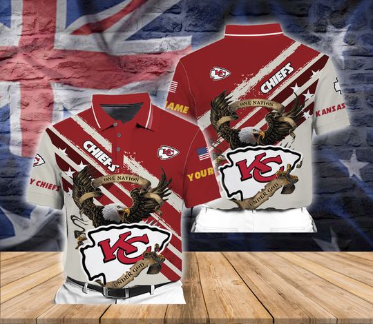 Discover football Kansas City Chiefs Custom Name Red Cream Polo Shirt