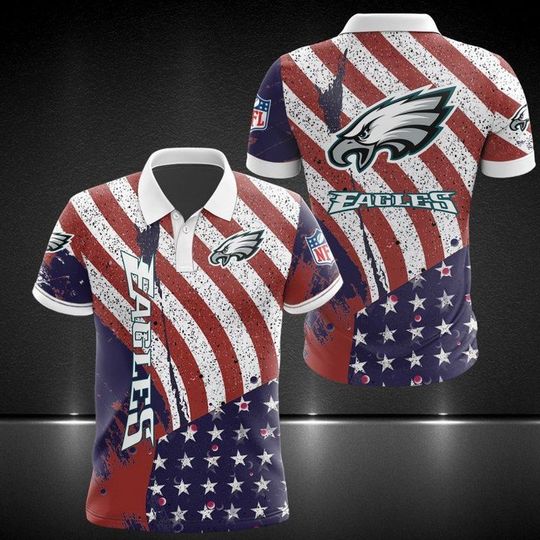 Discover football Philadelphia Eagles American Flag Polo Shirt