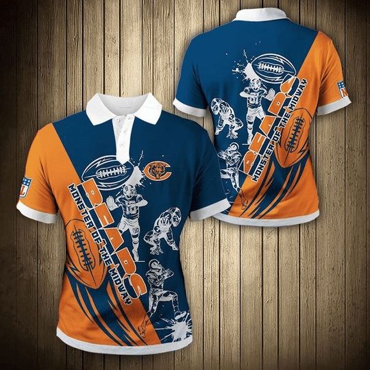Discover football Chicago Bears Dark Blue Orange Style Polo Shirt