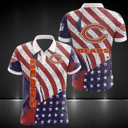Discover football Chicago Bears American Flag Duty Polo Shirt