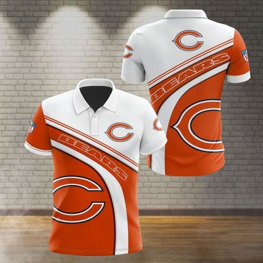 Discover football Chicago Bears White Nice Curve In Orange Polo Shirt