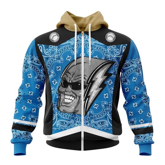 football Los Angeles Chargers Custom Name Number Classic Style Zip Up Hoodie